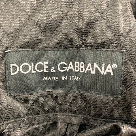 DOLCE & GABBANA Fall 2014 Norman Kings Size 38 Black Wool Silk Catheral Print Parka Heavy Coat