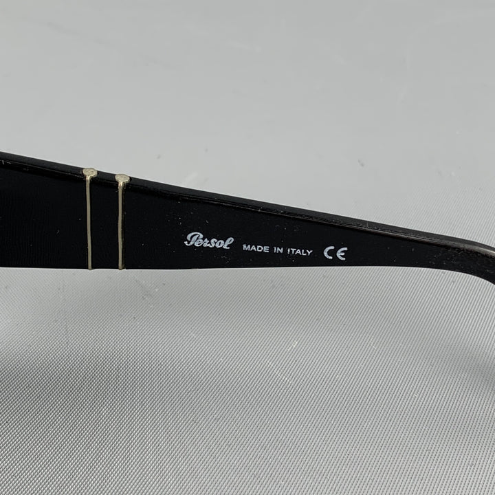 PERSOL Black Acetate Silver Trim Sunglasses
