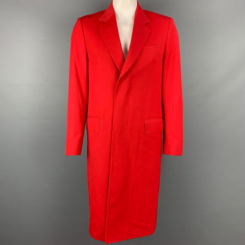 PAUL SMITH Abrigo rojo con solapa de muesca en mezcla de lana talla M