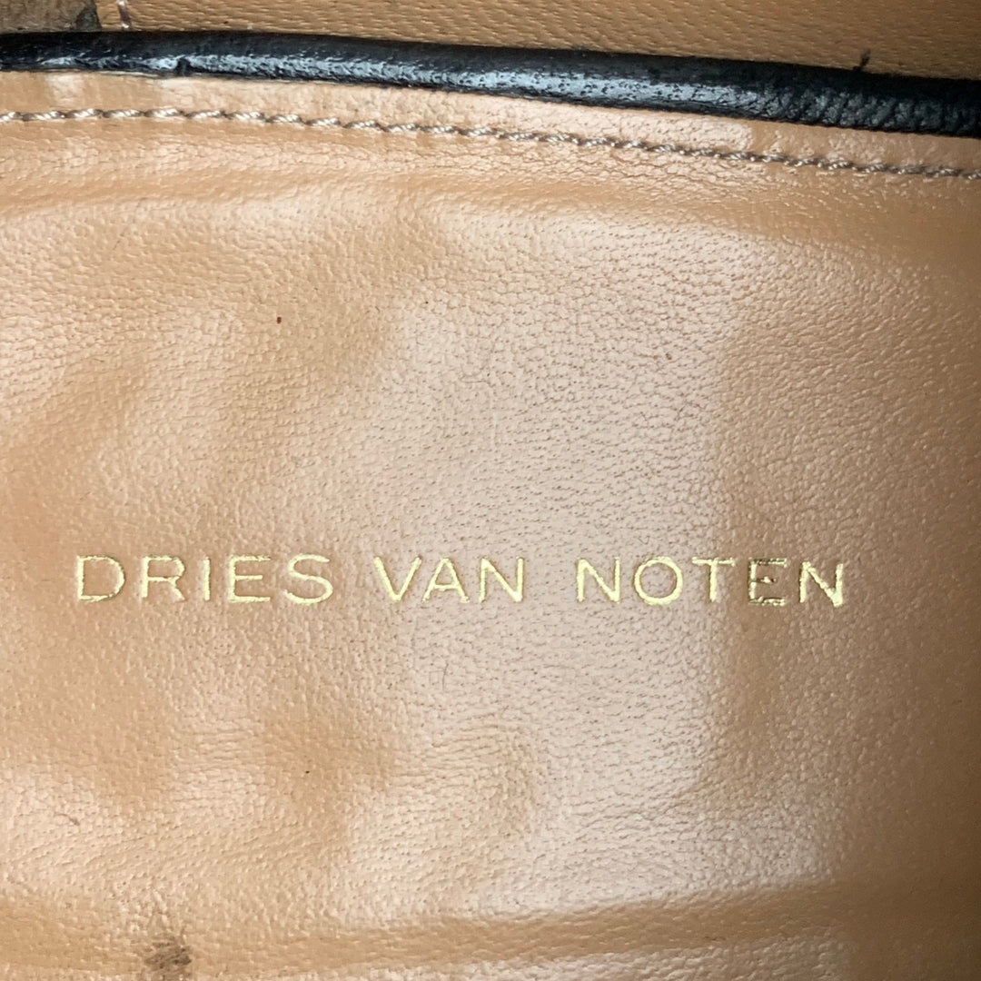 DRIES VAN NOTEN Size 8.5 Black Leather Derby Laces