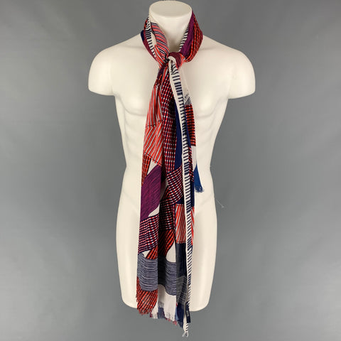 INOUITOOSH Red Blue White Stripe Cotton Scarf