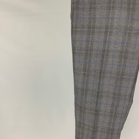 DAVID AUGUST Size 30 Grey Blue Plaid Wool Side Tabs Dress Pants