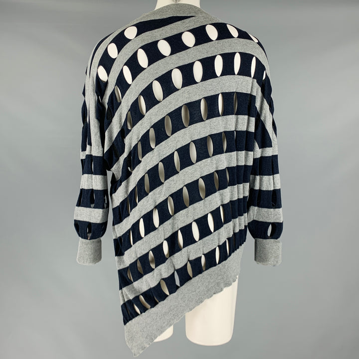 ALEXANDER WANG Size XS Grey Navy Cotton Stripe Cutout Pullover