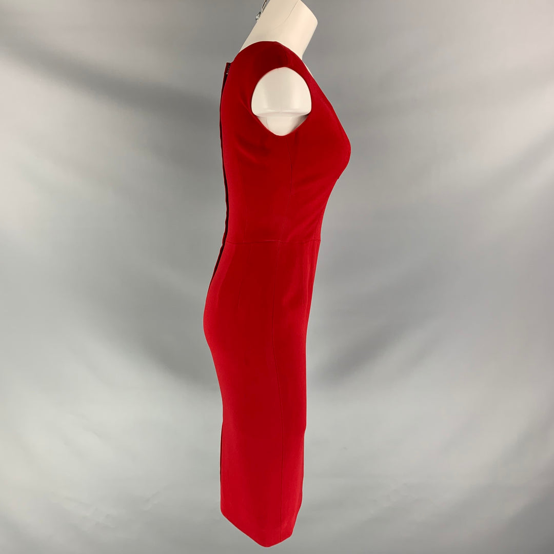 DOLCE & GABBANA Size 6 Red Viscose Blend Solid Sleeveless Mid-Calf Dress