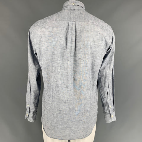 45rpm Size XL Light Gray Heather Cotton Button Down Short Sleeve Shirt