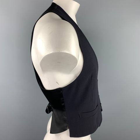 GIORGIO ARMANI Talla 42 Chaleco abotonado de lana negro