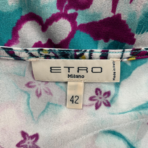 ETRO Taille 6 Robe Paisley en Viscose Multicolore Verte