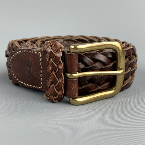 RALPH LAUREN Woven Size 38 Brown Leather Belt