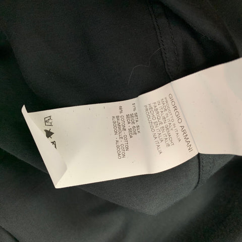 GIORGIO ARMANI Size S Black & Charcoal Silk / Cotton Long Sleeve Shirt