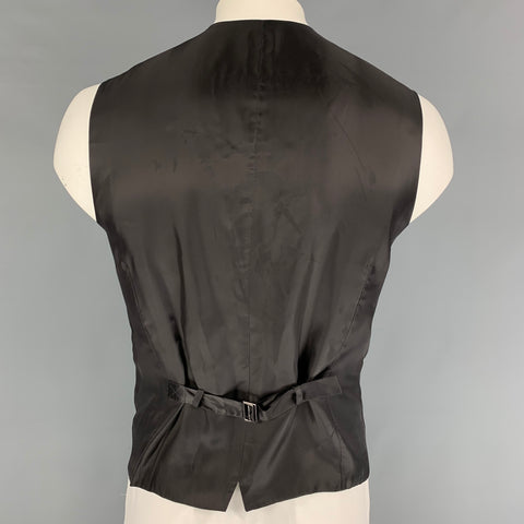 DOLCE & GABBANA Size 46 Grey Black Plaid Wool Buttoned Vest