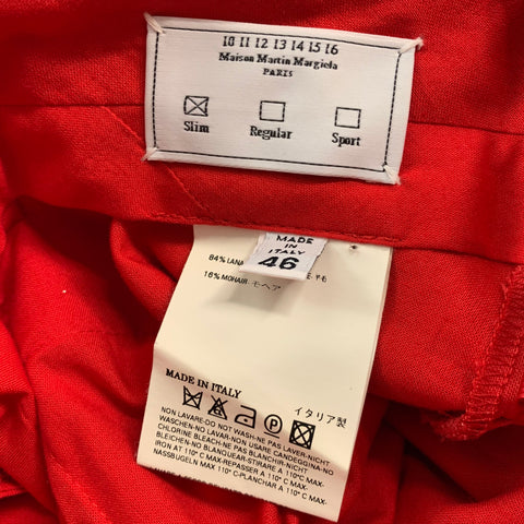 MARTIN MARGIELA Size 30 Red Solid Wool Mohair Button Fly Dress Pants