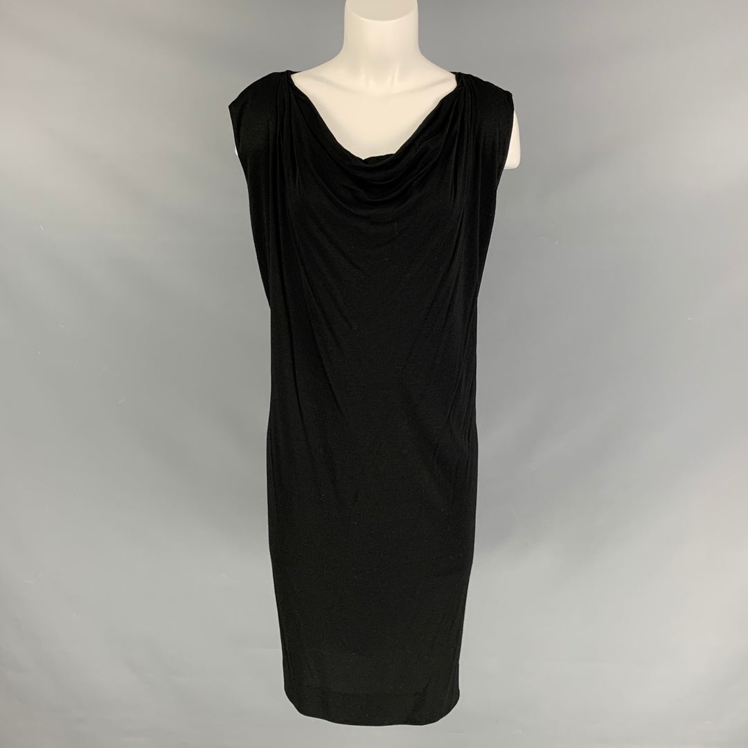 YVES SAINT LAURENT Size 10 Black Solid Draped Dress