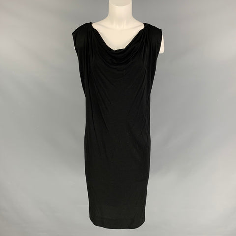 YVES SAINT LAURENT Talla 10 Vestido drapeado liso negro