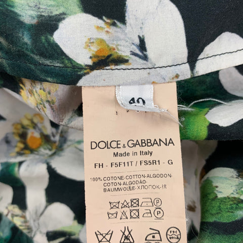 DOLCE &amp; GABBANA Camisa con botones de algodón floral verde negro talla 4