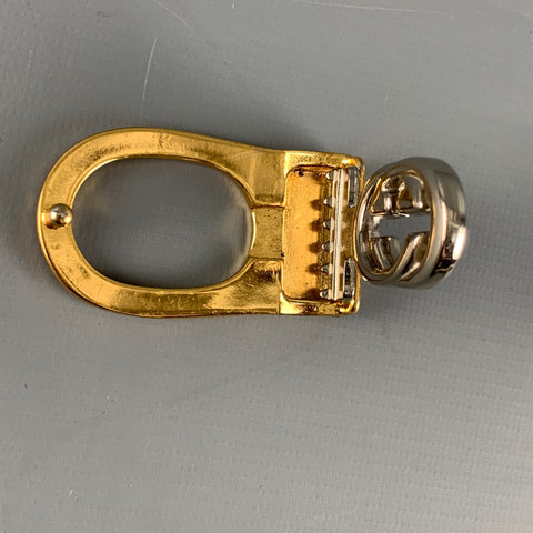 GUCCI Gold Silver Monogram Metal Belt Buckle