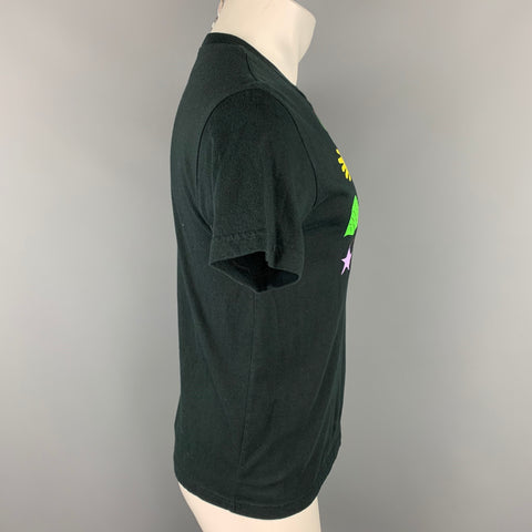 WALTER VAN BEIRENDONCK Size M Black Graphic Cotton Crew-Neck T-shirt
