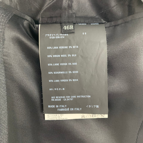 PRADA Size 36 Black Charcoal Virgin Wool Silk Notch Lapel Suit