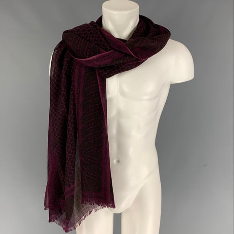 MP Burgundy Black Wool Silk ScarF