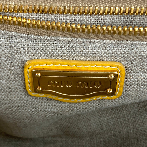 MIU MIU Bandoliera Natural Woven Straw Leather Shoulder Handbag