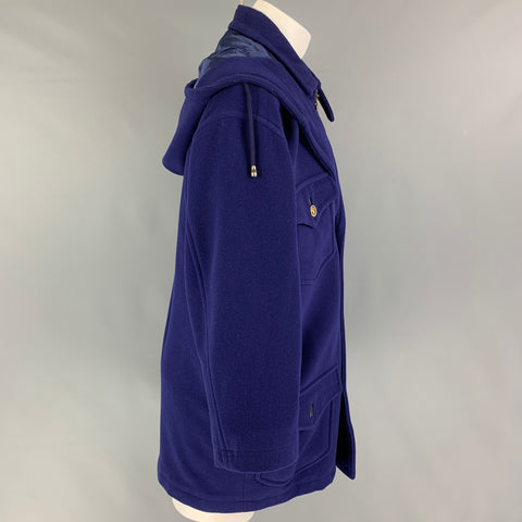 Vintage VERSACE JEANS COUTURE Size S Purple Wool Zip & Buttons Oversized Coat