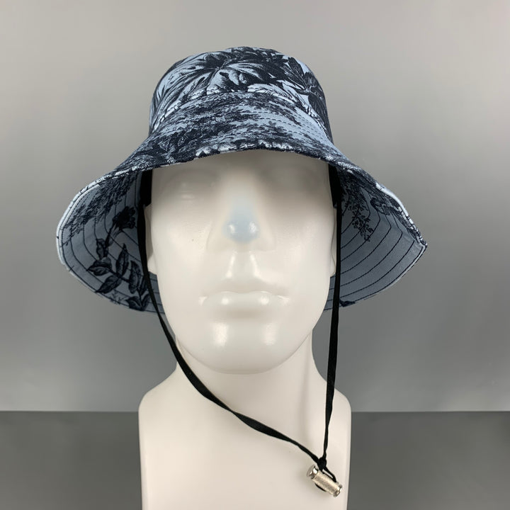 ERDEM Size M Blue Black Floral Cotton/Elastane Canvas Hats