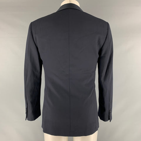 RALPH LAUREN Size 38 Navy Solid Wool Shawl Collar Sport Coat