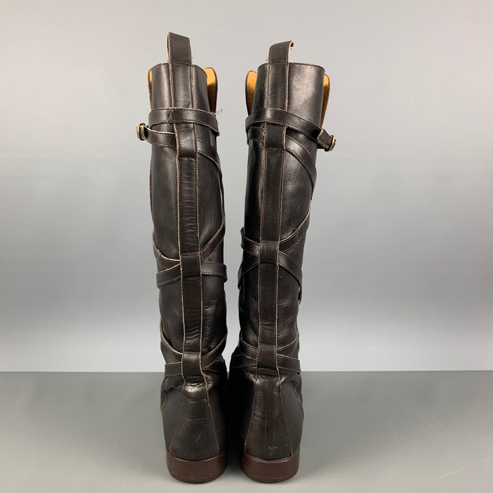 YVES SAINT LAURENT Size 9 Brown Leather Pull On Boots