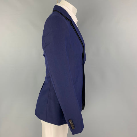 ALEXANDER MCQUEEN Size 34 Purple Black Wool Mohair Sport Coat