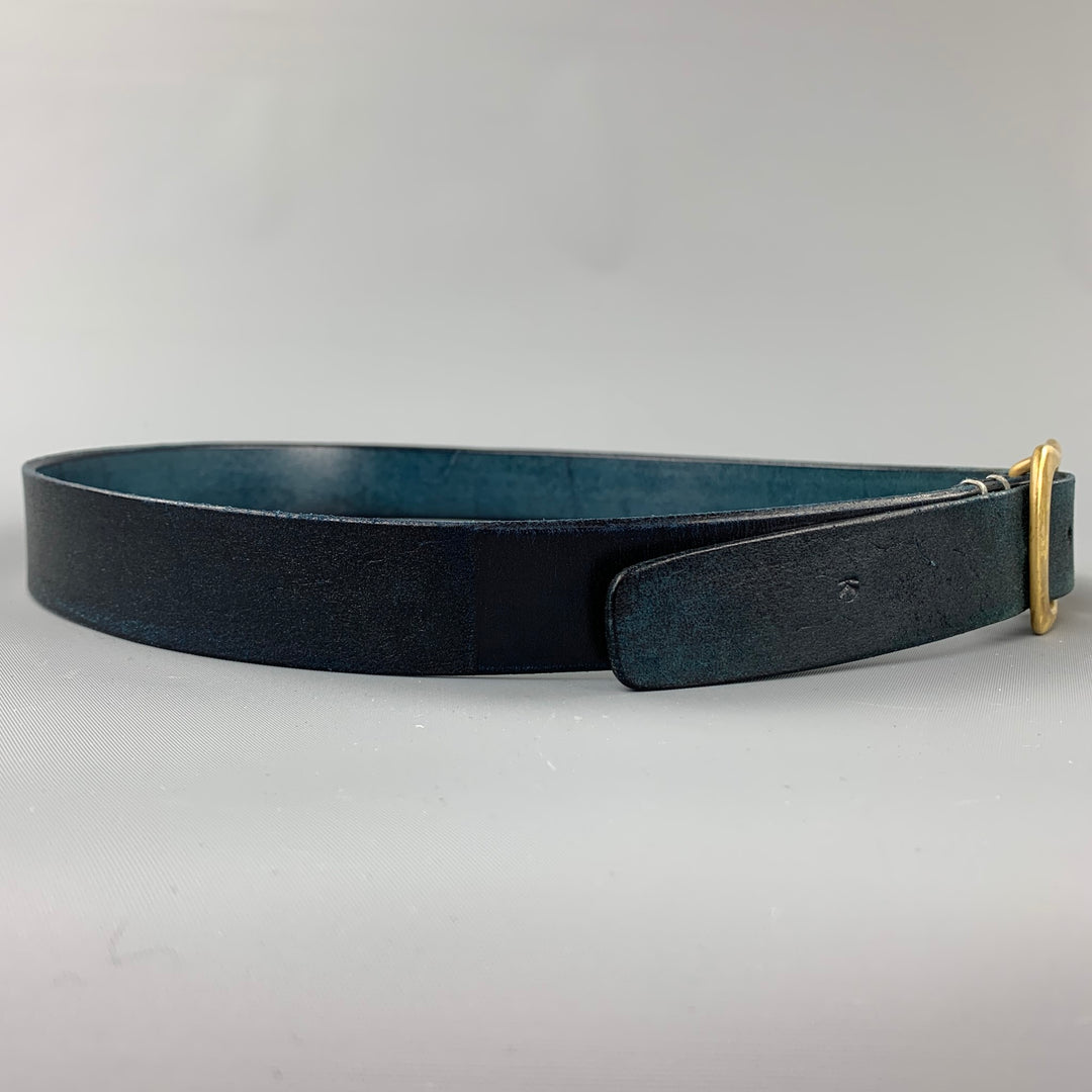 KIKA NY Talla de cintura 33 Cinturón de cuero azul marino oscuro