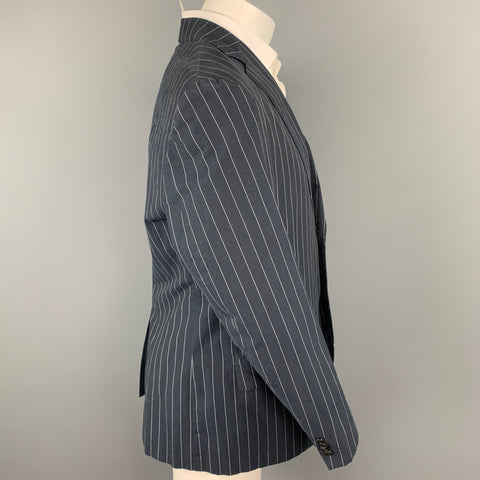 ETRO Size 40 Navy Pinstripe Cotton Notch Lapel Sport Coat