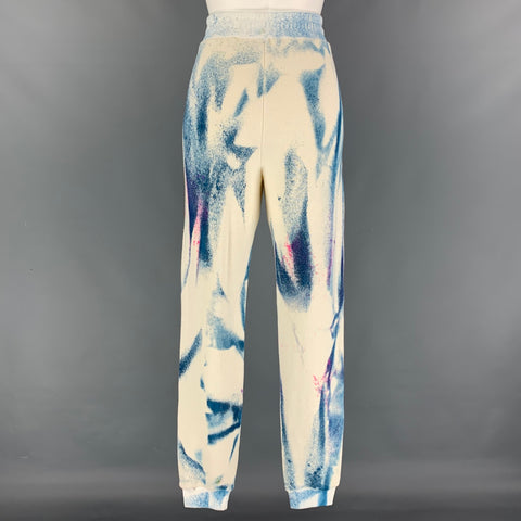 THE ELDER STATESMAN Talla XS Joggers multicolores con lavado ácido y teñido anudado de algodón/cachemir