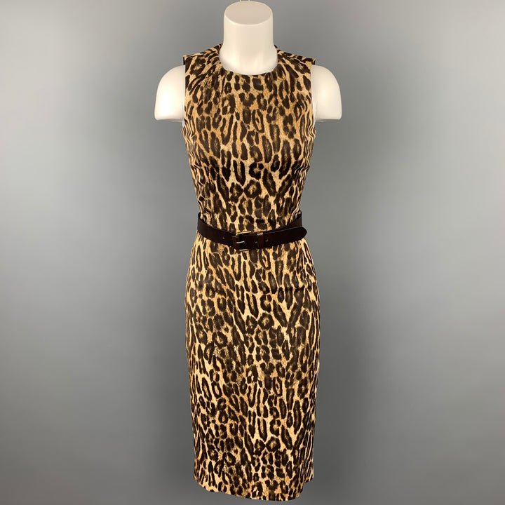 MICHAEL KORS Size 2 Brown Leopard Print Rayon Shift Dress