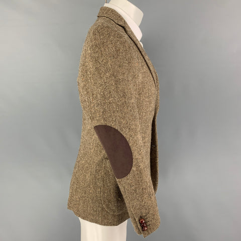 BARNEY'S CO-OP Tan Brown Herringbone Wool Notch Lapel Sport Coat