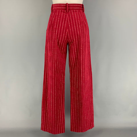 MARC JACOBS RUNWAY Primavera 2020 Talla 00 Pantalón de vestir pernera ancha de pana de lúrex algodón burdeos Crystal