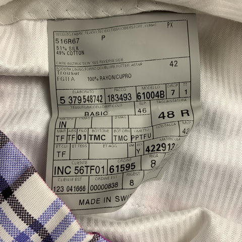 TOM FORD Size 32 Lavender & Pink Plaid Silk / Cotton Zip Fly Dress Pants
