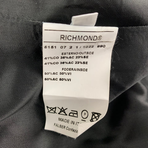 JOHN RICHMOND Size 42 Black Skulls Jacquard Cotton Blend Notch Lapel Sport Coat