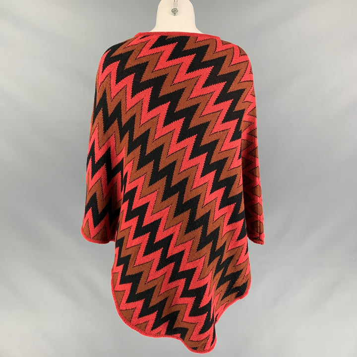 MISSONI One Size Orange Brown & Black Wool Blend Zig Zag Sweater