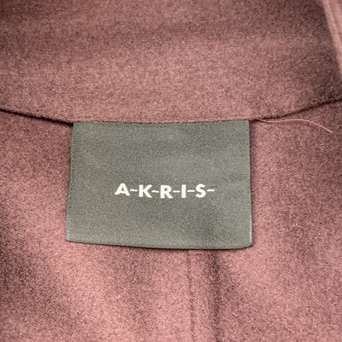 AKRIS Size 8 Burgundy Cashmere Leather Panel High Neck Jacket