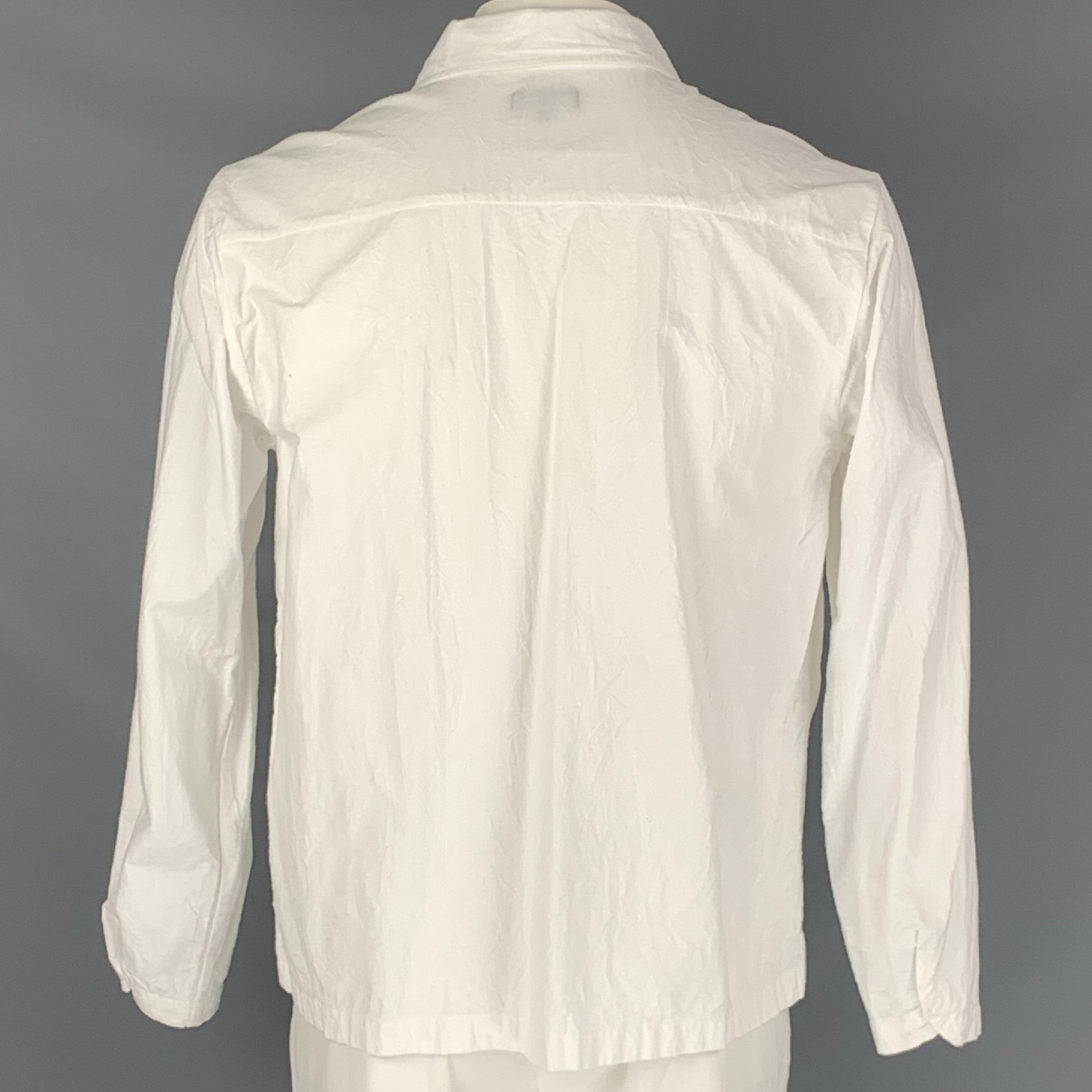 EVAN KINORI Size L White Wrinkled Cotton Button Down Long Sleeve