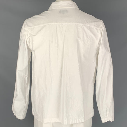 EVAN KINORI Size L White Wrinkled Cotton Button Down Long Sleeve Shirt