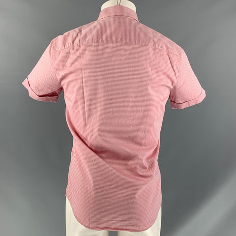 MR TURK Size XS Red Textured Cotton Patch Pocket Short Sleeve Shirt