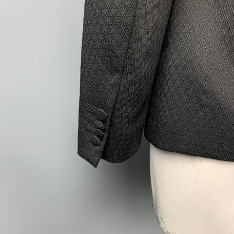 PAUL SMITH Slim Size 42 Black Jacquard Peak Lapel Sport Coat