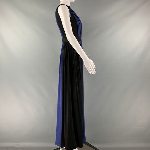 PAUL KA Taille 2 Bleu Noir Coton Viscose Color Block Robe