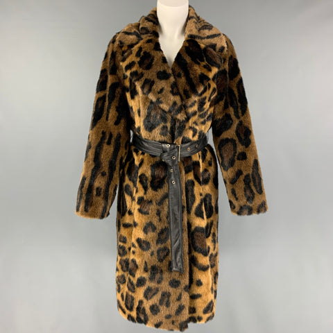 STAND STUDIO Taille XS Tan Noir Marron Modacrylique Fausse Fourrure Alexandra Manteau
