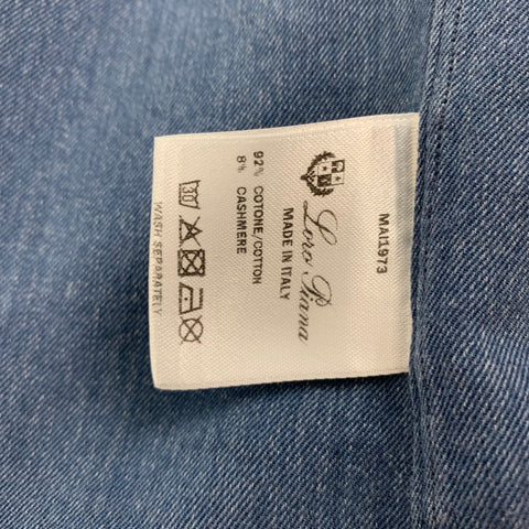 LORO PIANA Size M Blue Cotton Button Up Long Sleeve Shirt