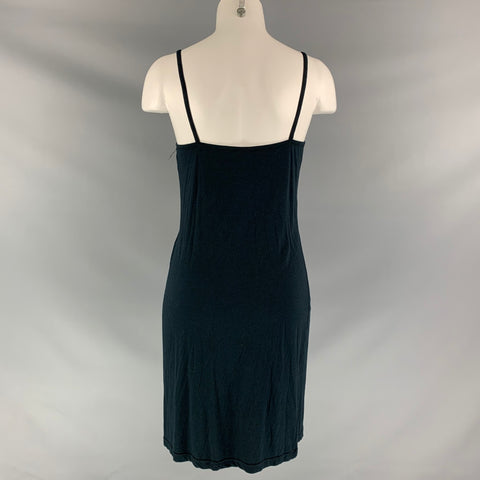 ANN DEMEULEMEESTER Size 6 Black Cotton &  Rayon Solid Above Knee Dress