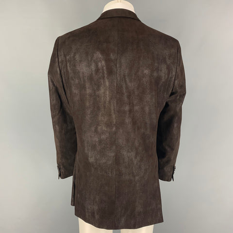 JOHN VARVATOS Size 40 Brown Polyester Single Breasted Jacket