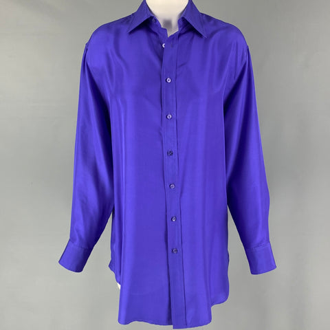RALPH LAUREN Black Label Size 8 Purple Silk Button Up Shirt