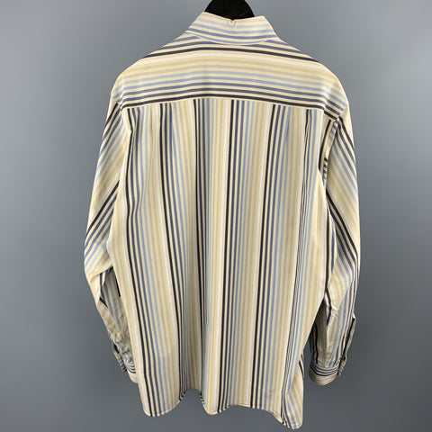 ERMENEGILDO ZEGNA Size S Khaki Stripe Cotton Button Up Long Sleeve Shirt