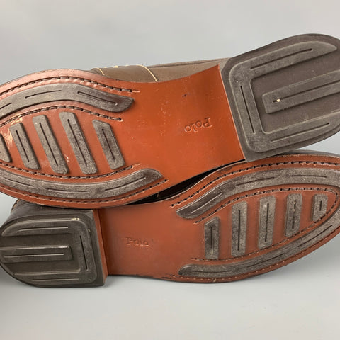 RALPH LAUREN Size 10.5 Brown Contrast Stitch Leather Penny Loafers